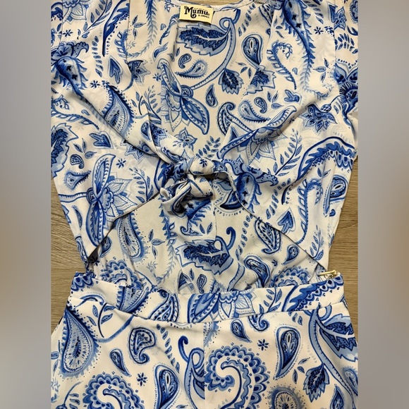 Show Me Your MuMu Blue and White Paisley short jumpsuit - Picture 3 of 6